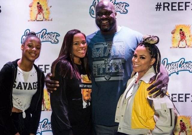 7-footer Shaquille O'Neal shows no mercy to daughters Me'arah and Amirah O'Neal in a friendly game