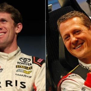 When 28 NASCAR race winner Carl Edwards defeated Michael Schumacher by