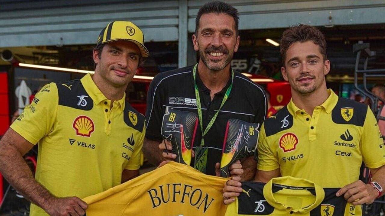 2006 FIFA World Cup Winner Gianluigi Buffon visits Charles Leclerc and Carlos Sainz ahead of Italian GP