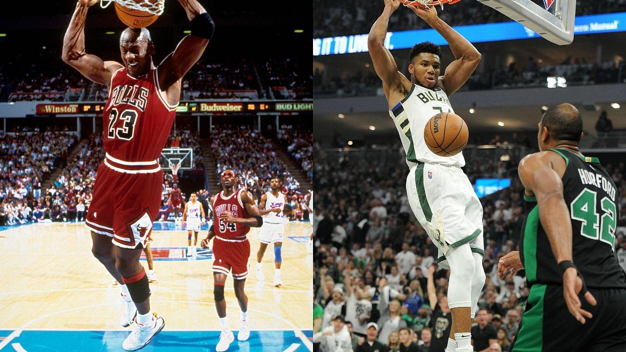 Michael Jordan almost inevitably carries the torch when it comes to playoff records but Giannis Antetokounmpo is slowly catching up.  