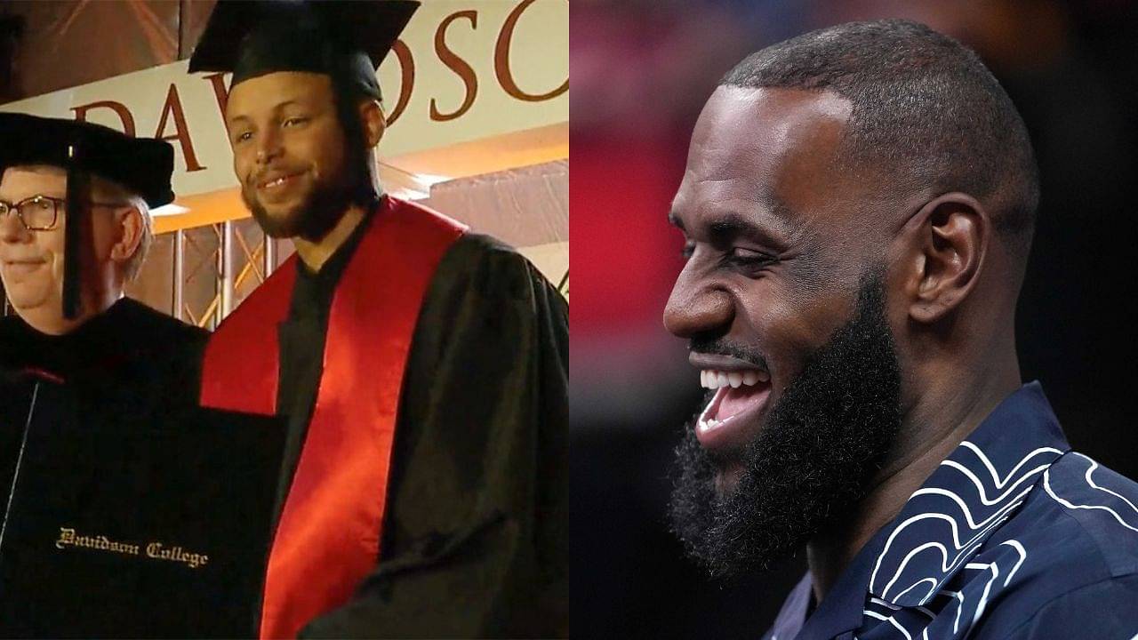 LeBron James congratulates Stephen Curry on earning bachelor's degree from Davidson College