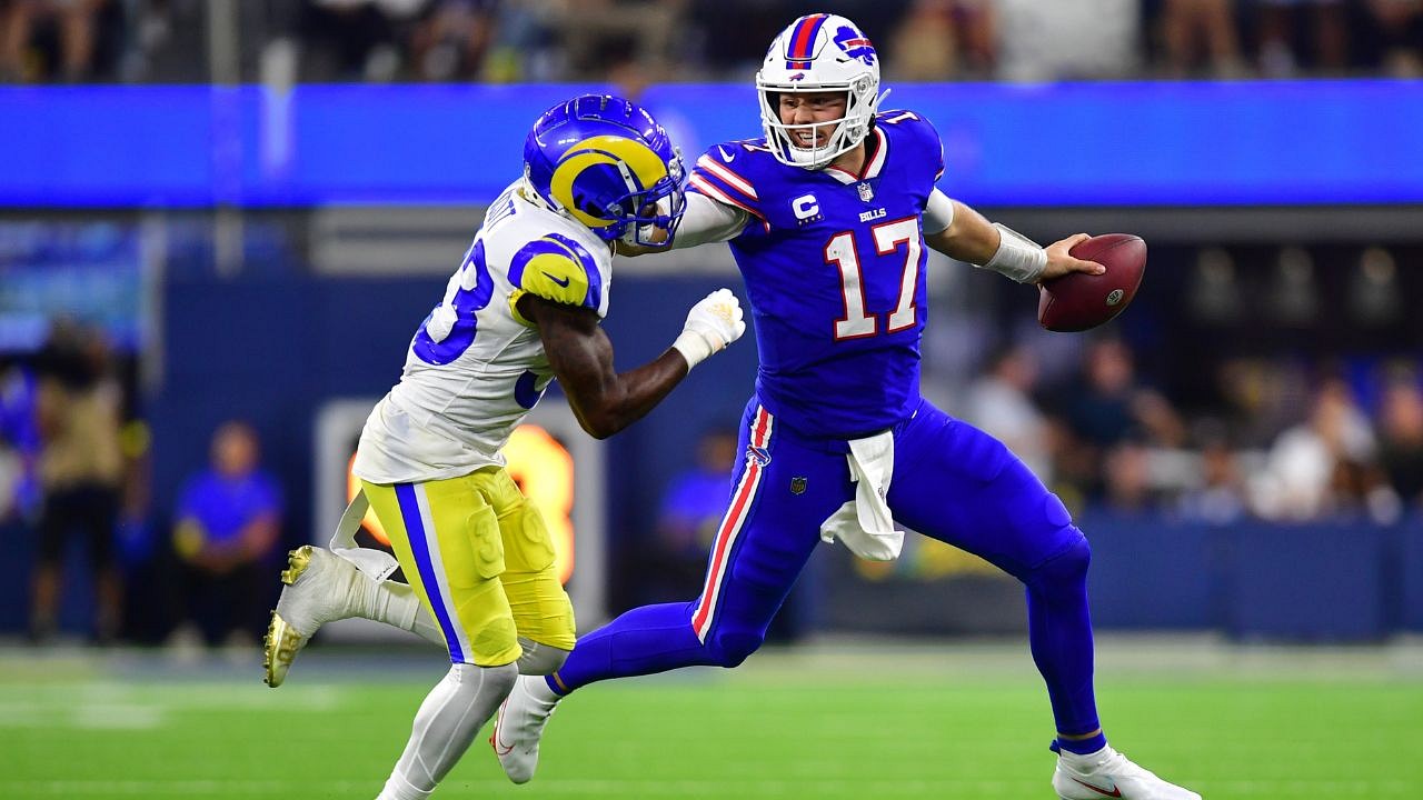 $258 million Josh Allen's RIDICULOUS stiff arm that tossed Rams