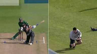 "Well taken in the outer as well": Glenn Phillips six off Shakib Al Hasan caught brilliantly by fan on grass bank at the Hagley Oval