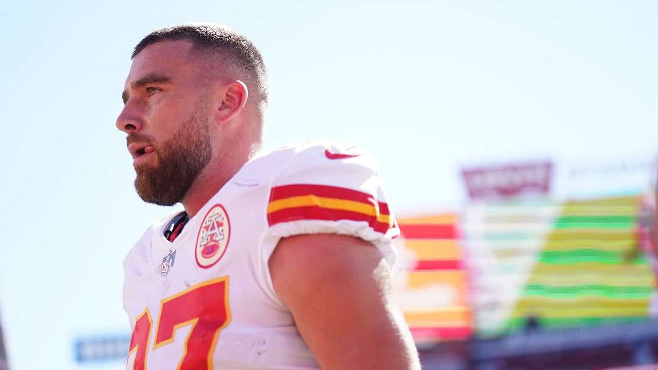 Kansas City Chiefs tight end Travis Kelce (87) stands for the