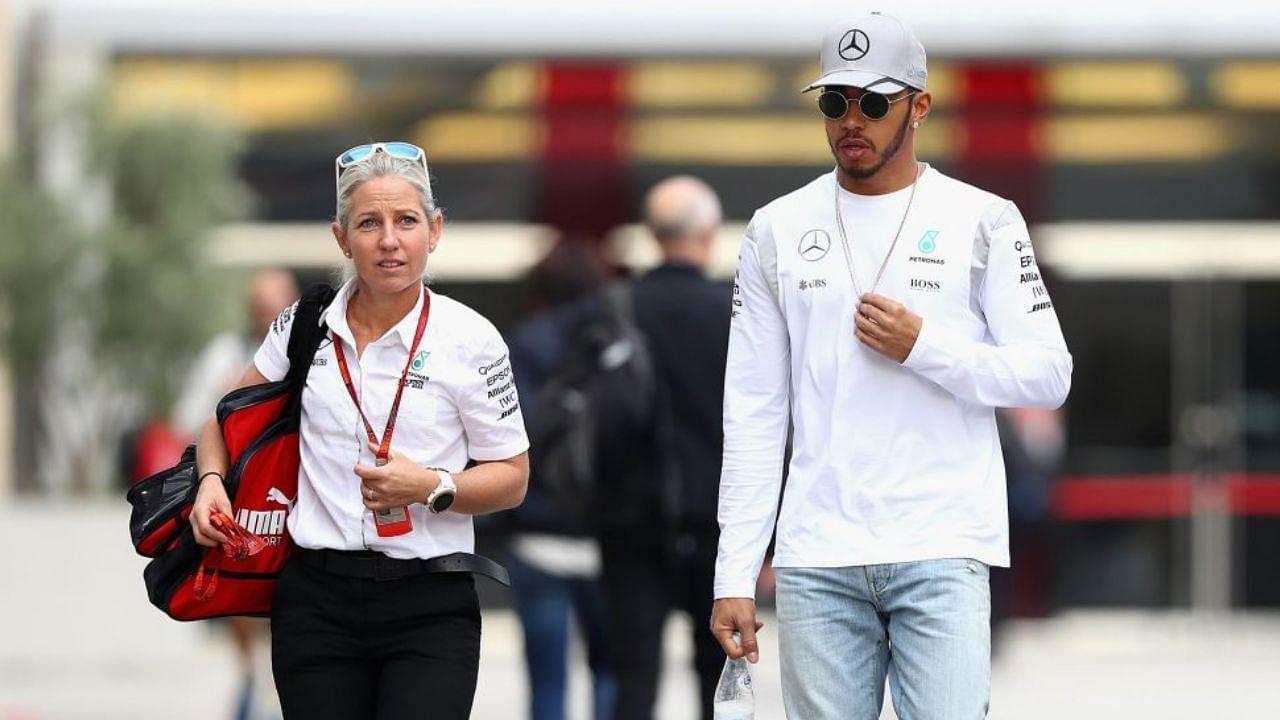 "That wouldn't be me doing my $113,000 job!": Lewis Hamilton's assistant Angela Cullen refuses to let him carry his own bags