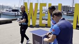 "I'll have that": Kane Williamson grabs T20I trophy in jest during captain's photo shoot with Hardik Pandya