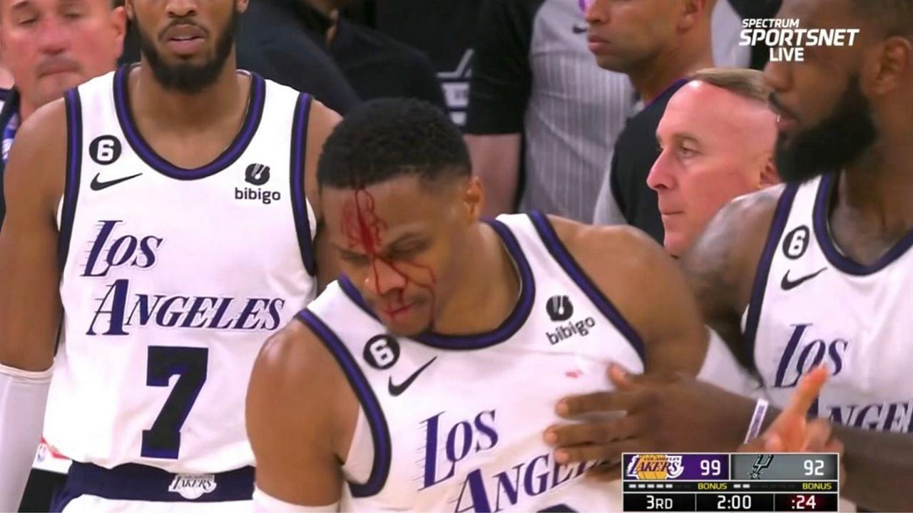 "LeDoctor just saved Russ’ life!": NBA Twitter Reacts to Russell Westbrook BLEEDING After Bust Up With Zach Collins