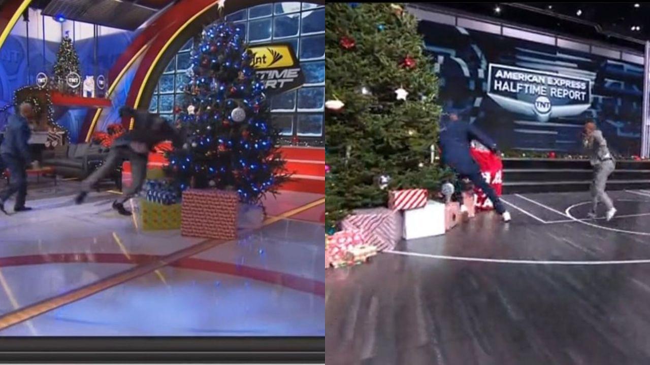 "The Sequel We Deserved": NBA Twitter Reacts to Kenny Smith Shoving 7-Foot Shaquille O'Neal Into a Christmas Tree Yet Again