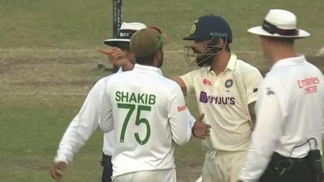 Virat Kohli and Taijul Islam fight: Virat Kohli involved in animated discussion with Shakib Al Hasan after getting out in Mirpur Test