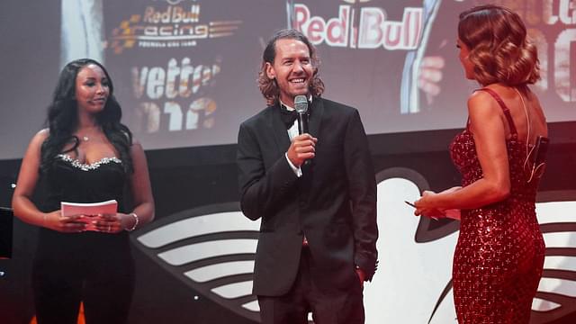 "I'm not drunk enough, need more Tequila shots" - Sebastian Vettel mimics Ferrari's Carlos Sainz during the Autosport Awards