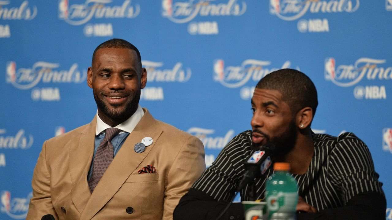 LeBron, Kyrie Irving and the Cavs bench played water bottle