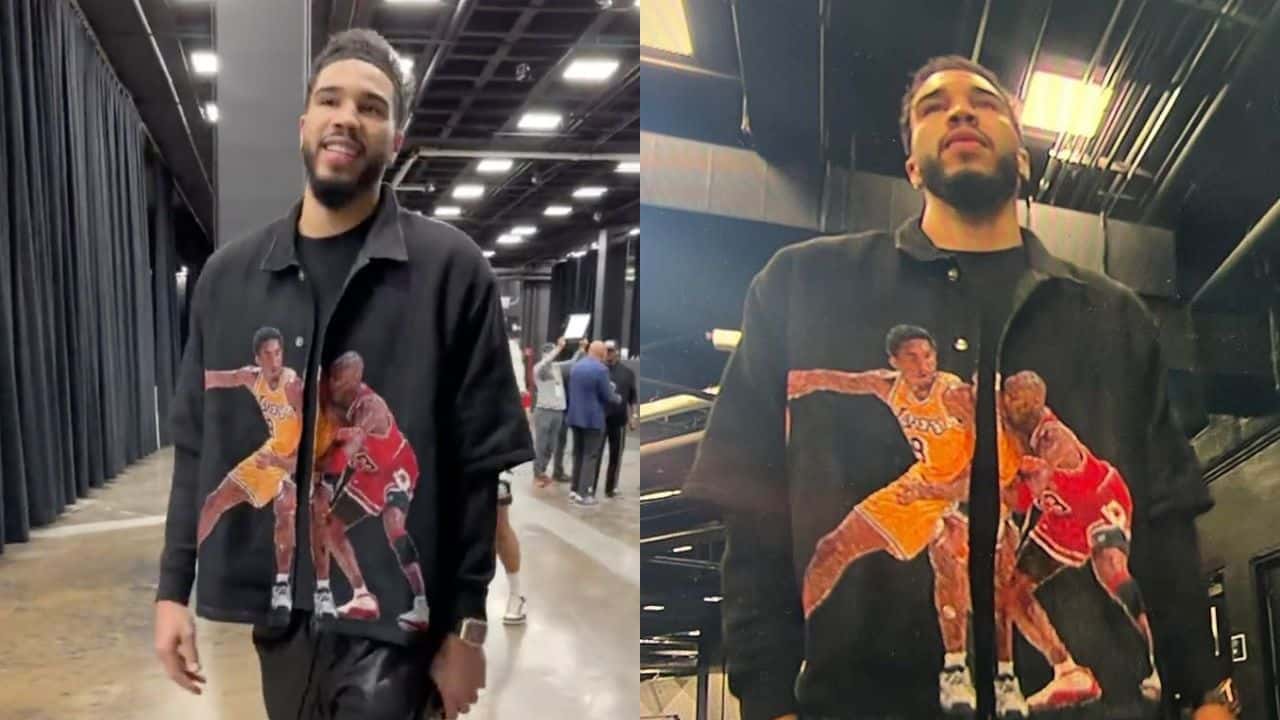 6' 8" Jayson Tatum Rocks a Kobe Bryant x Michael Jordan 'Custom Jacket