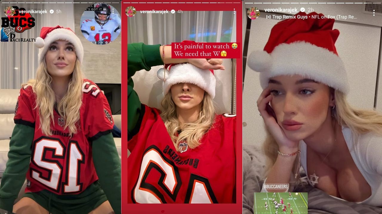 Tom Brady's rumored 'secret Santa' Veronika Rajek overly excited during Bucs  vs Cardinals game