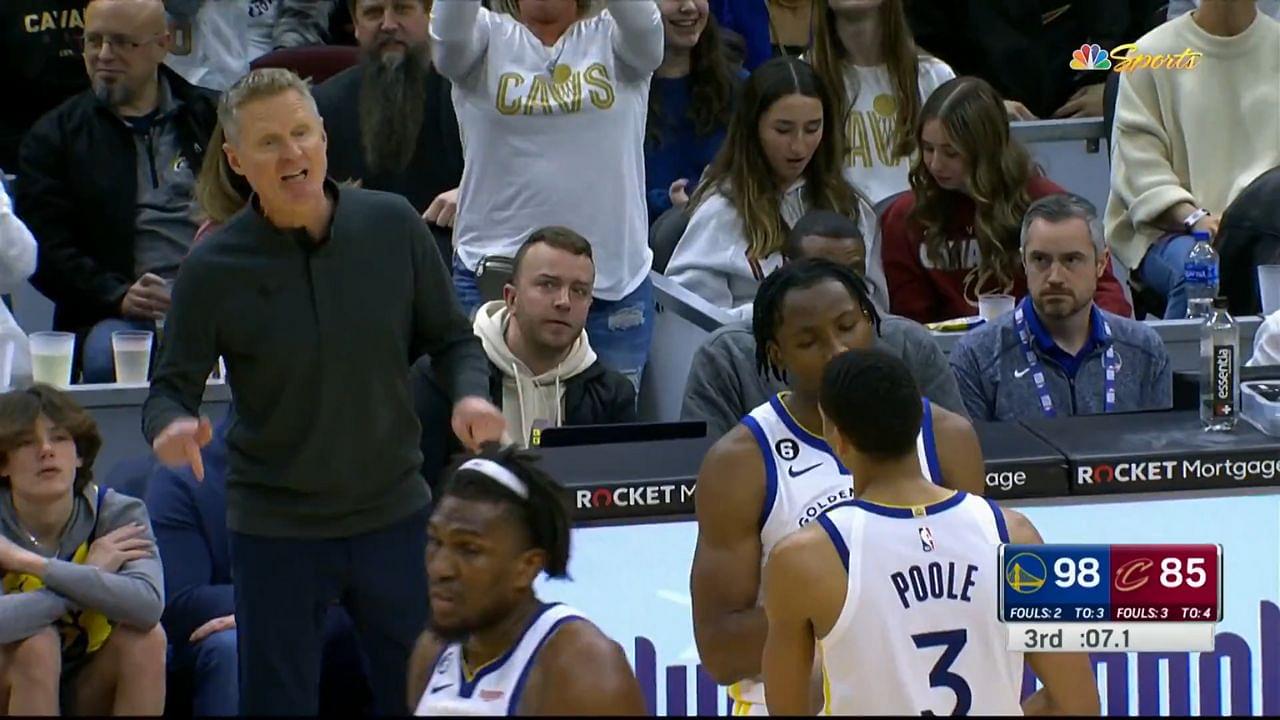 WATCH: Steve Kerr Yells at $140 Million Jordan Poole to End 3rd Q Against the Cavaliers