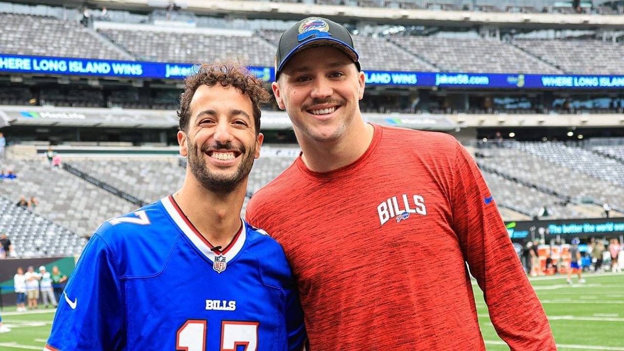 Daniel Ricciardo auditions for the NFL after playing throw and catch with Buffalo Bills' Josh Allen