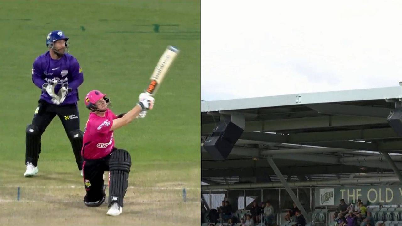 "Take that, it's on the roof": Steve Smith's mammoth six off Tim David lands at Blundstone Arena roof in BBL 12