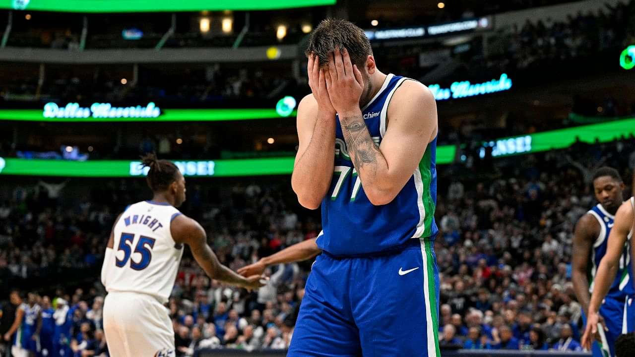 Luka Doncic tears his Dallas Mavericks jersey in frustration