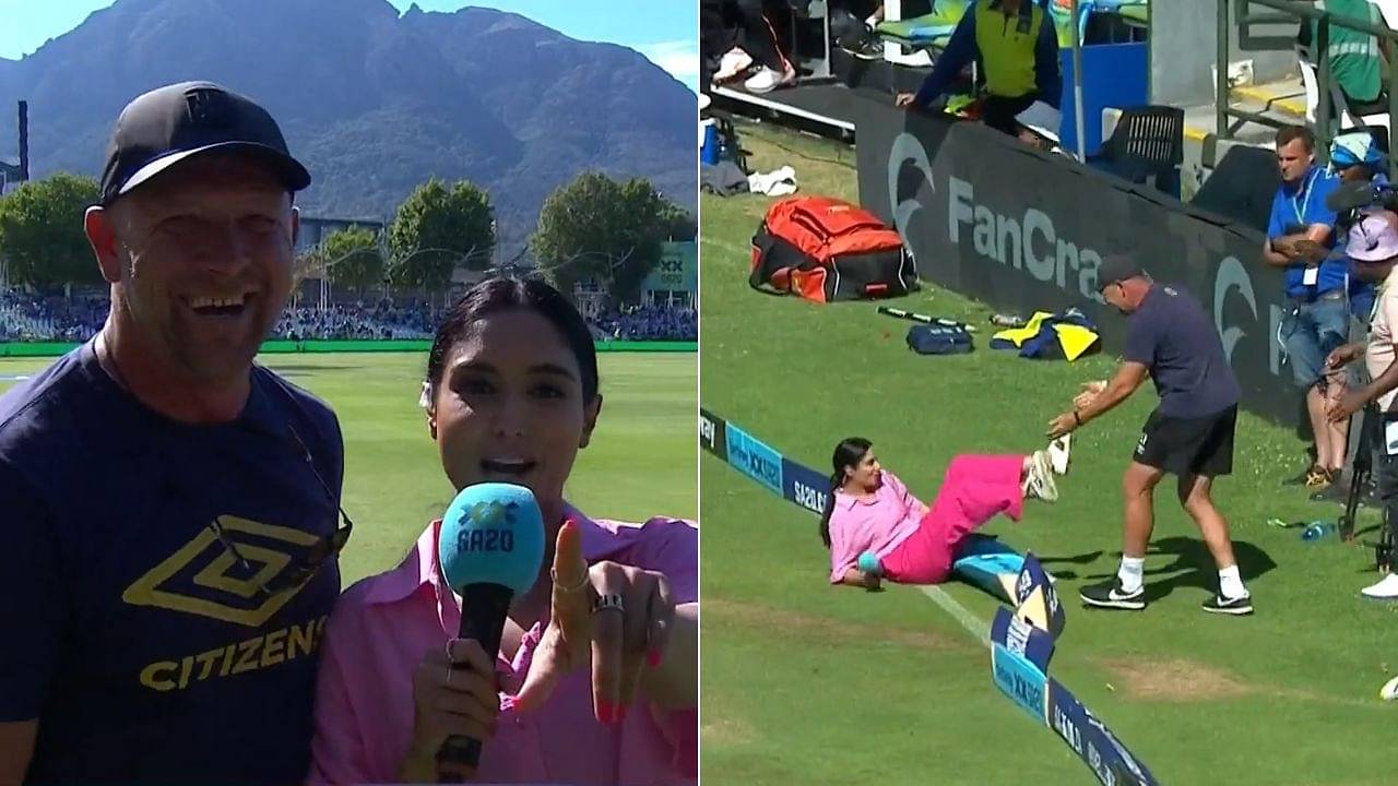"Get that ice pack out": Zainab Abbas reacts amusingly after colliding with fielder during Marco Jansen boundary in SA20 2023