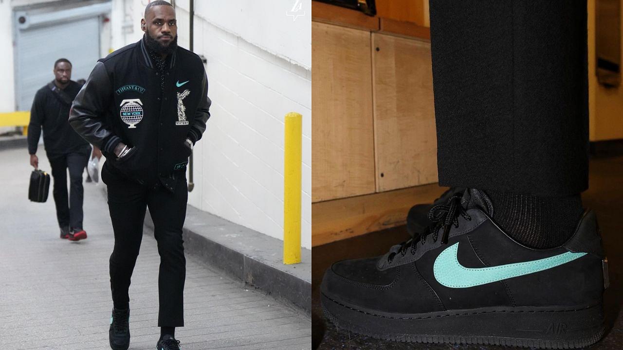 NBA Twitter is Livid At LeBron James Debuting Nike x Tiffany & Co's "Overhyped" $400 Shoes Along With a Varsity Jacket 