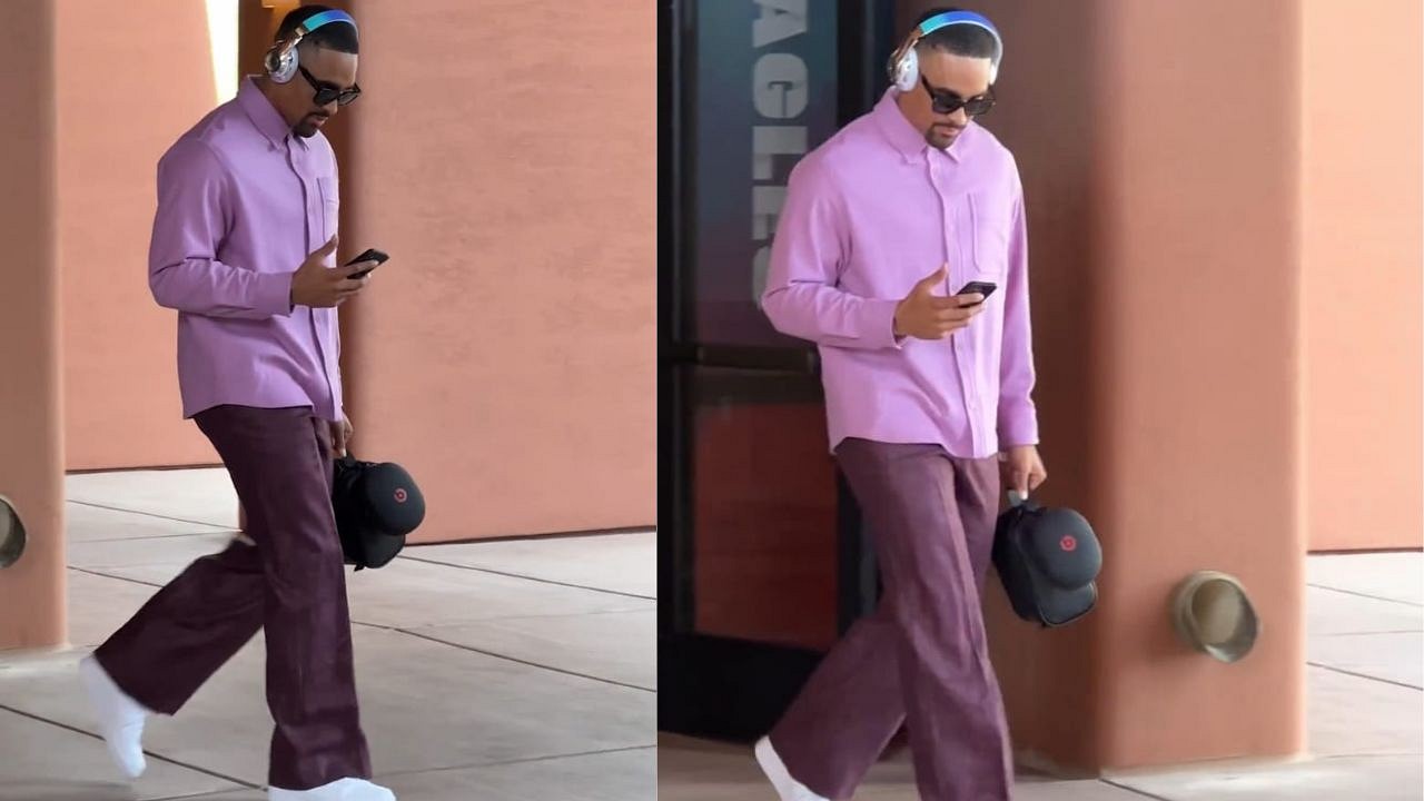 Jalen Hurts Outfit Goes Viral With Clashing Purple at Eagles Game –  Footwear News