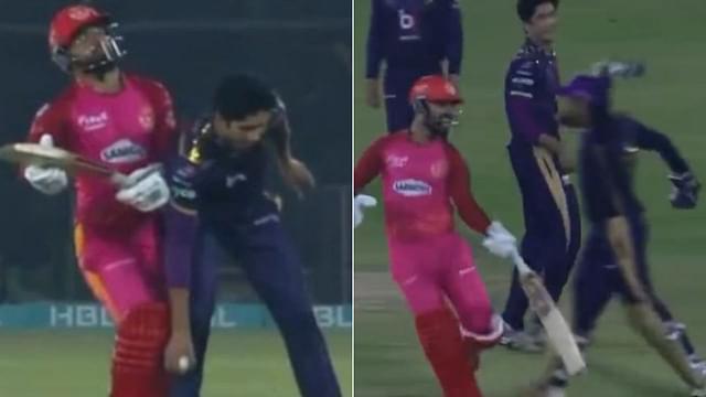 "Almost a shoulder budge!": Shadab Khan pushes Mohammad Hasnain; Sarfaraz Ahmed responds with amusing gesture in PSL 8 match