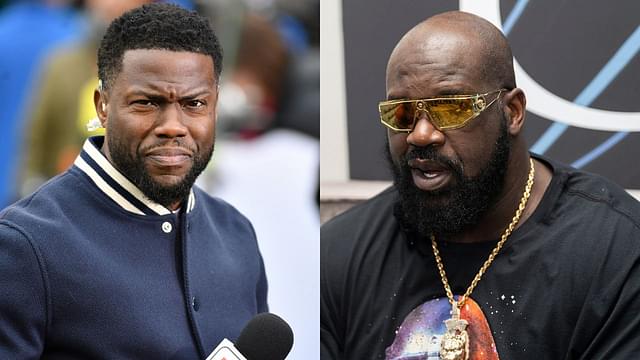 Shaquille O’Neal And Kevin Hart Hilariously Fight About Cowboys-Eagles At Super Bowl LVII