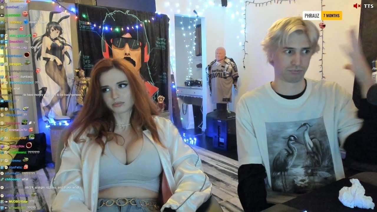 xQc invites Amouranth on live stream, asks whether guys and girls can