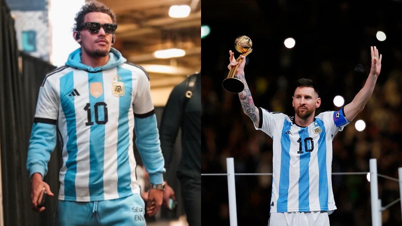 NBA star Trae Young shows up to a game with Lionel Messi's Argentina jersey