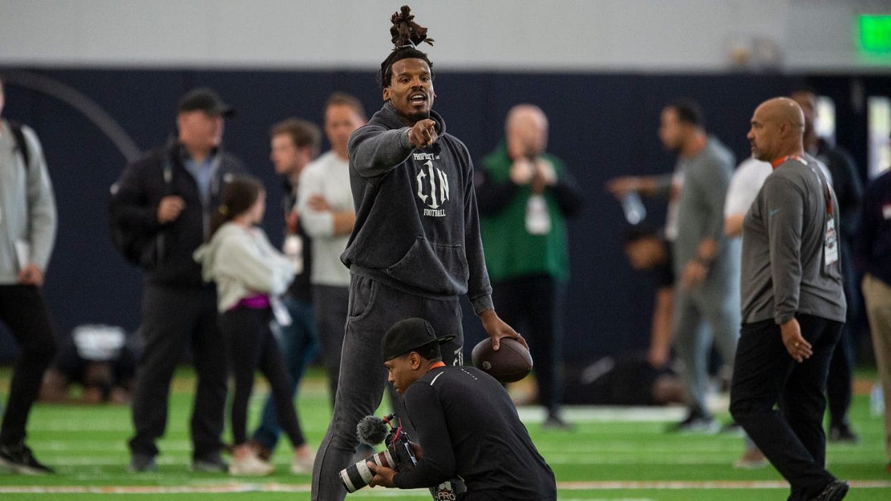 Cam Newton throwing at Auburn's pro day