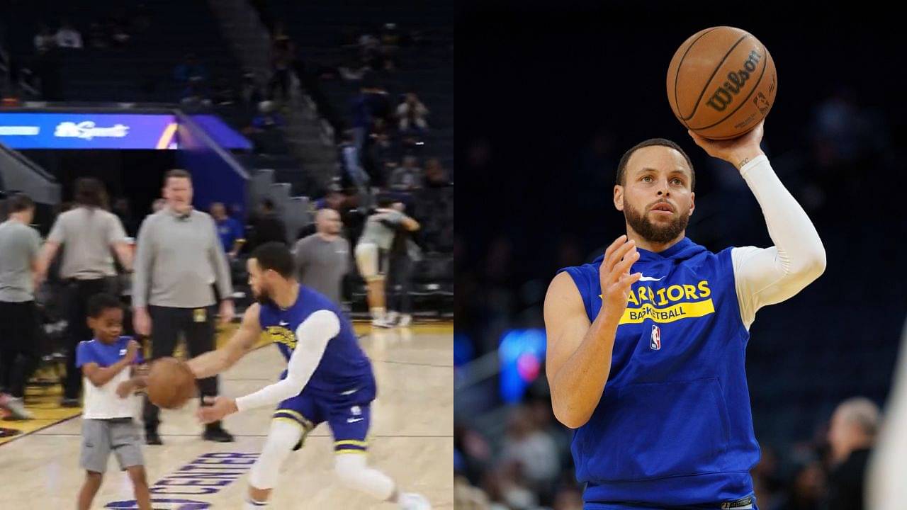 WATCH: Stephen Curry Toys With Draymond Green’s Son DJ Before Game Against Joel Embiid