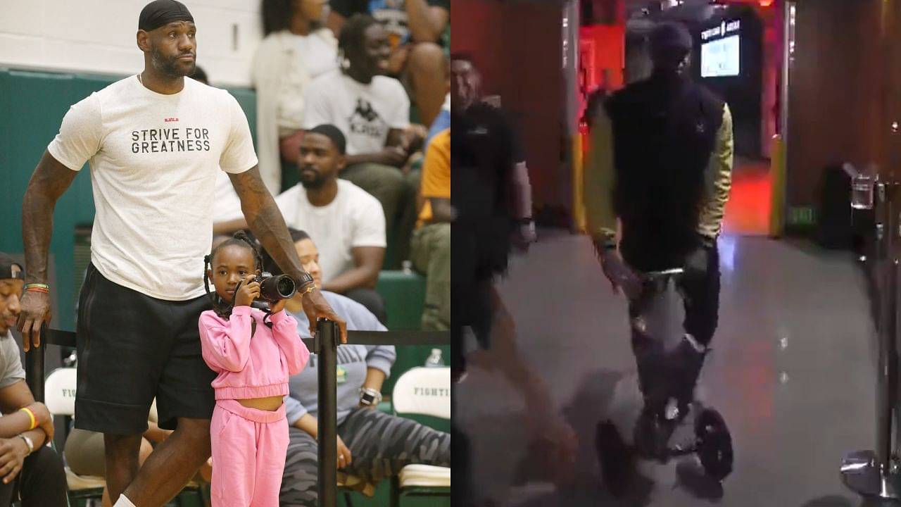 WATCH: LeBron James Rolls Around in ‘Zhuri’s Scooter’ As Locker Room Footage Hilariously Reveals