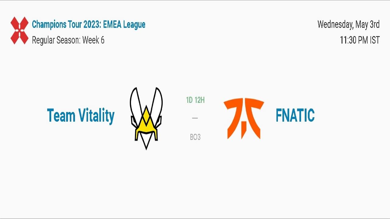Valorant EMEA Match-Up: Fnatic vs. Team Vitality; Points Table, Predictions, Roster and Where to Watch