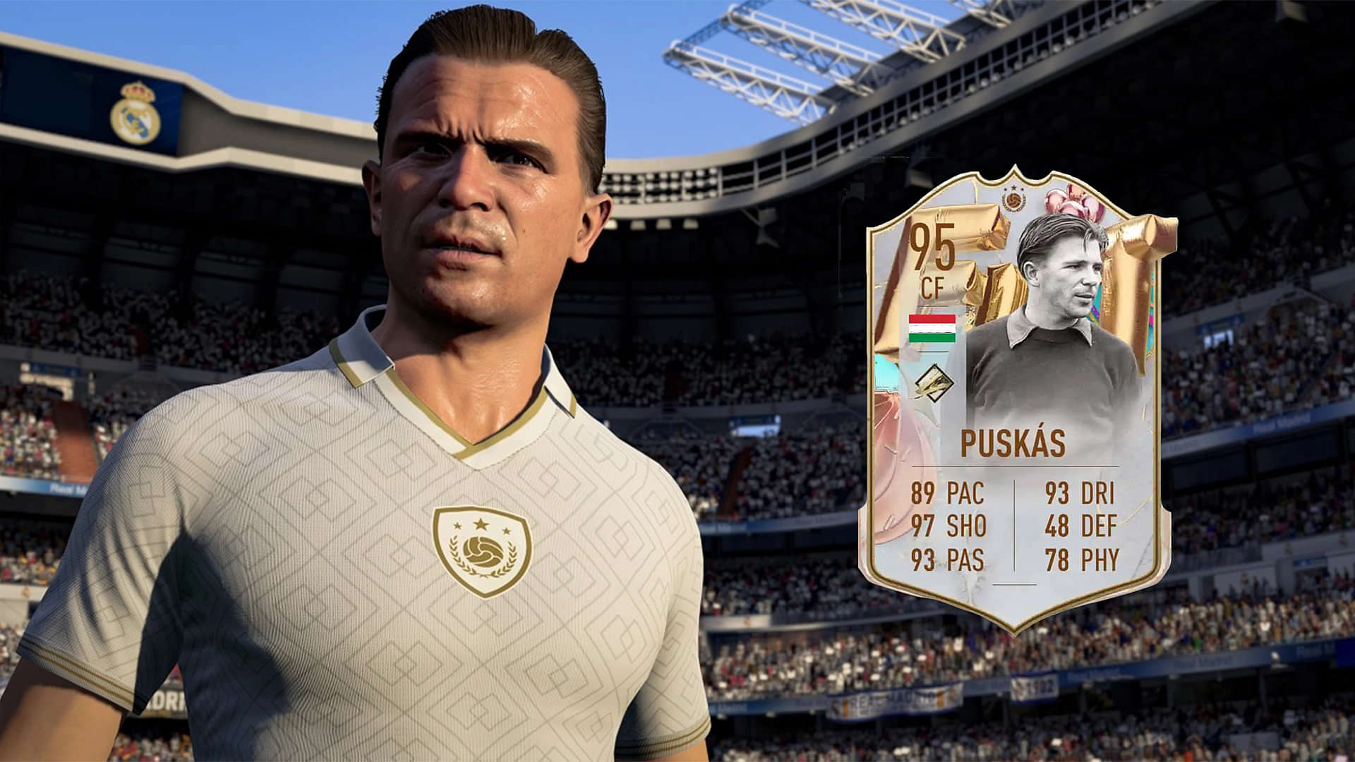 cover art for the FIFA 23 Ferenc Puskas FUT Birthday Icon
