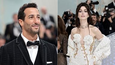 2023 Met Gala: Anne Hathaway Admits She's a "Huge F1 Fan" After Daniel Ricciardo Photobombs Her
