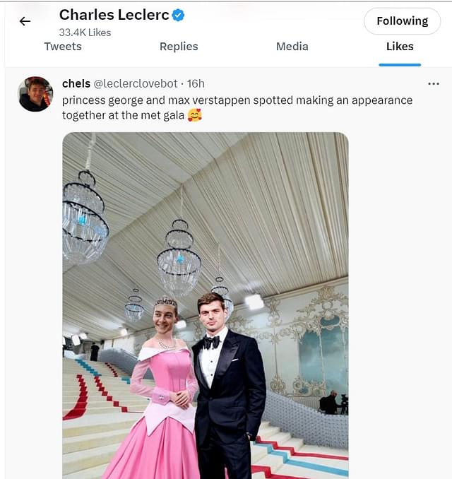 Charles Leclerc likes Max Verstappen George Russell Post