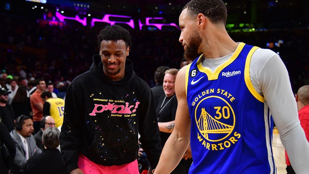 USC Bound Bronny James Greets 'Dad' Stephen Curry After Father LeBron James Decimated Warriors in Game 3