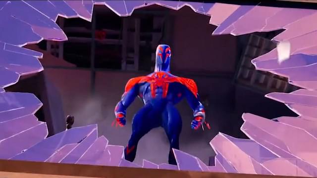 Feature of Spider-Man 2099 in the recent Fortnite x Spider-Verse collab reveal trailer
