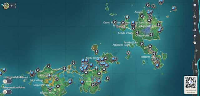 Yae Miko ascension materials: Sea Ganoderma locations