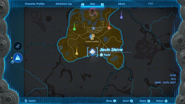 In-game map showing the location of Jiosin Shrine.
