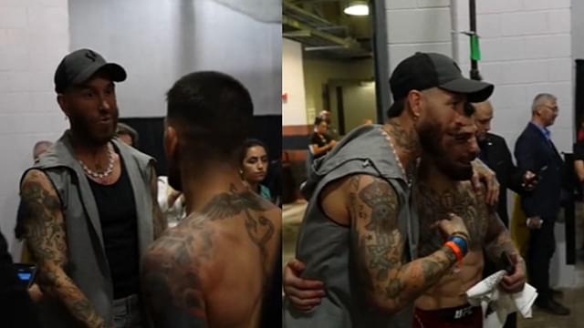 Sergio Ramos Hugs UFC Star Ilia Topuria Backstage After His Huge Win at Fight Night Jacksonville