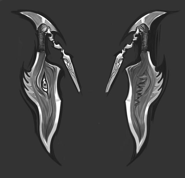 The concept art of the Darkin throwing dagger