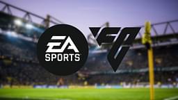 An illustration of Signal Iduna Park blurred out with EA Sports FC logo in the front