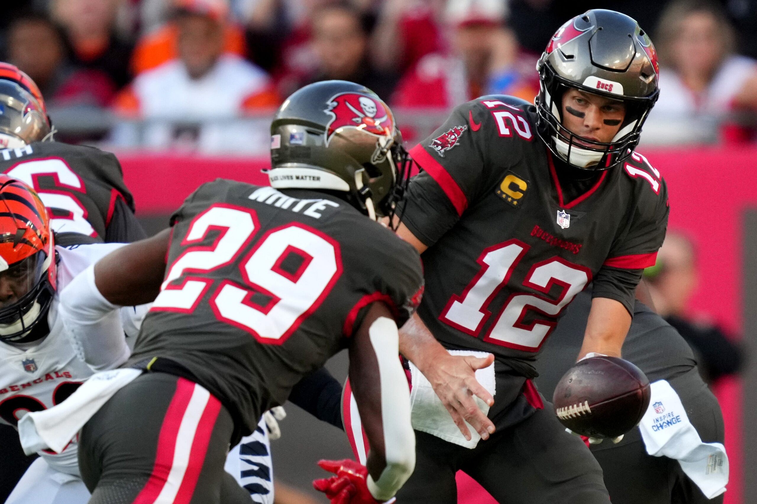 Tampa Bay Buccaneers quarterback Tom Brady (12) shown during pre