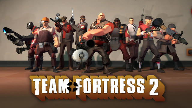 An image showing different classed characters in Team Fortress 2 which is among frees games on Steam