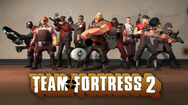 An image showing different classed characters in Team Fortress 2 which is among frees games on Steam