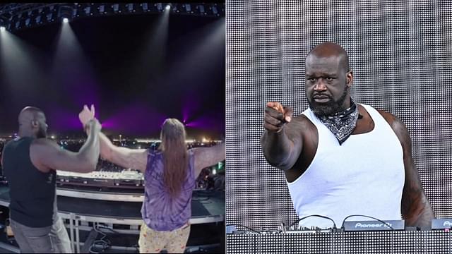“Finally Met My Match”: Shaquille O’Neal ‘Furiously’ Shoulder Bumps 7ft WWE Star on Stage, Minutes After $1000 Offer to ‘Take Him Down’
