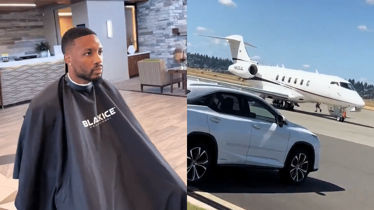 Damian Lillard's Barber Snubs $176,265,152 Superstar's Haircut in Airport Lobby For Private Jet Sighting on Runway