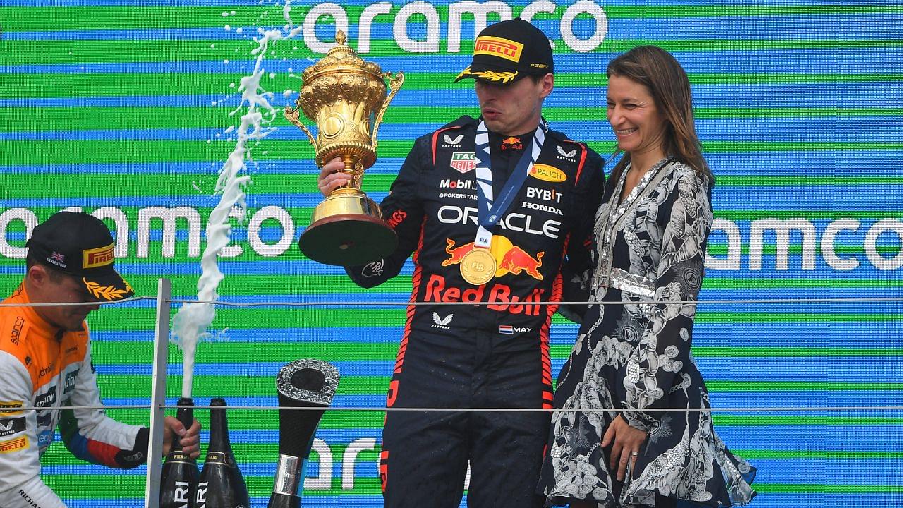 Watch: Lando Norris Nearly Spoils His British GP Heroics While Spraying $300 Prize on Max Verstappen