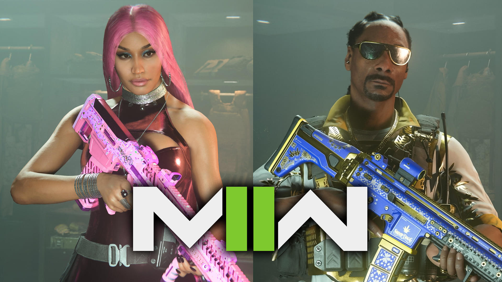 An image showing Nicki Minaj and Snoop Dogg with Call of Duty Modern Warfare 2 logo in front