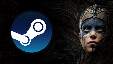 An image displaying the main character from Senua with the Steam logo